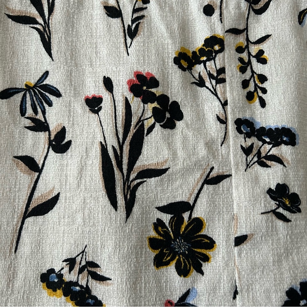 Ann Taylor White Multicolor Floral Double V Cotton Sleeveless Sheath Dress - Picture 11 of 11
